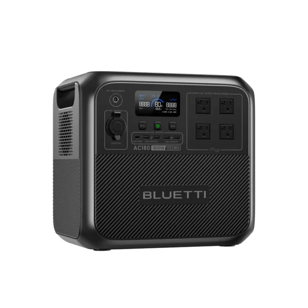 BLUETTI Solar Generator AC180, 1,152Wh LiFePO4 Battery Backup w/ 4 1,800W (2,700W Peak) AC Outlets, 0-80% in 45Min, for Camping, Off-Grid, Power Outage