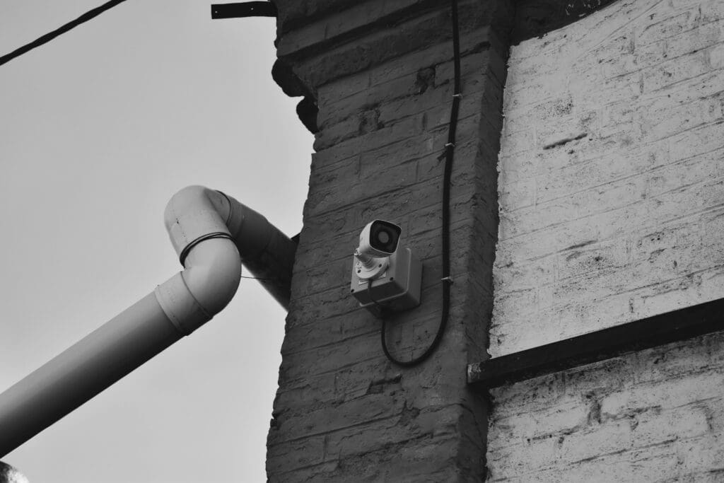 Security camera on outdoor space
