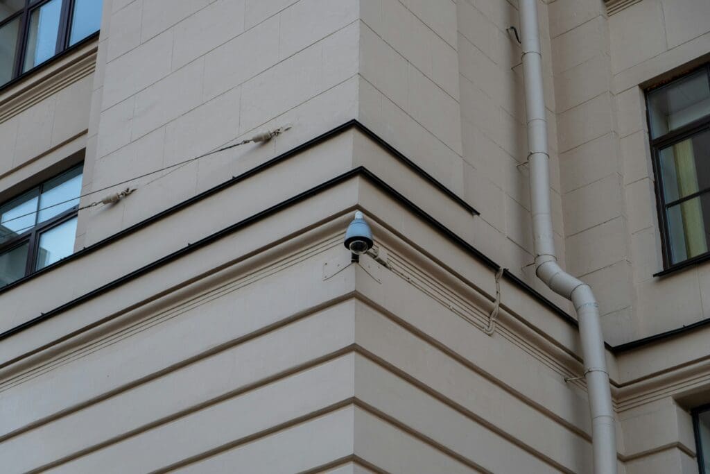 security camera on building corner